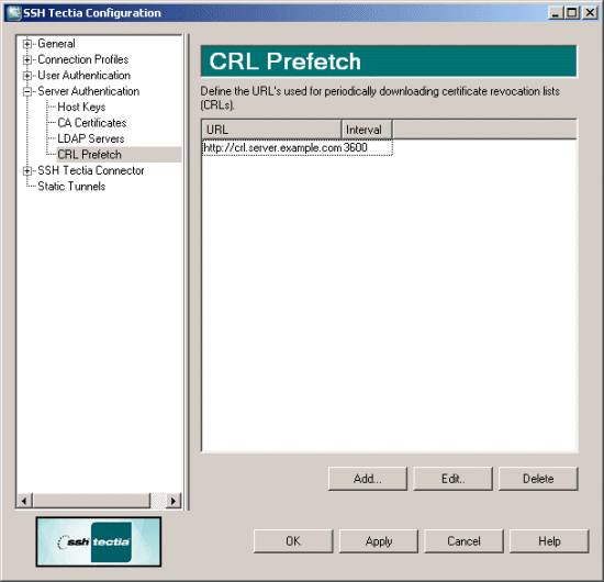 Defining CRL prefetch settings