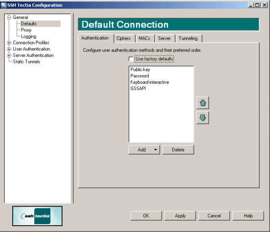 Authentication methods for Client and Connector