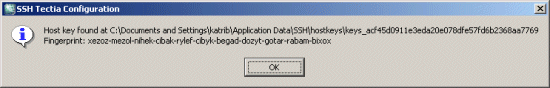 Server public host key information