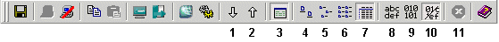 The buttons numbered 1 to 11 are available only in the file transfer window