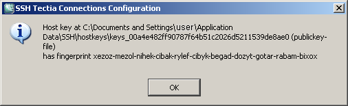 Server public host key information