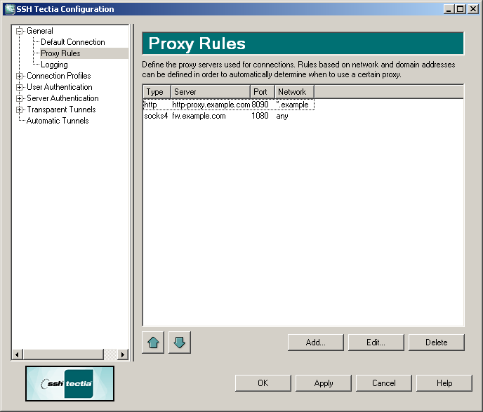 Defining proxy rules