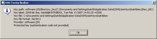 The key information shown by the Keys view