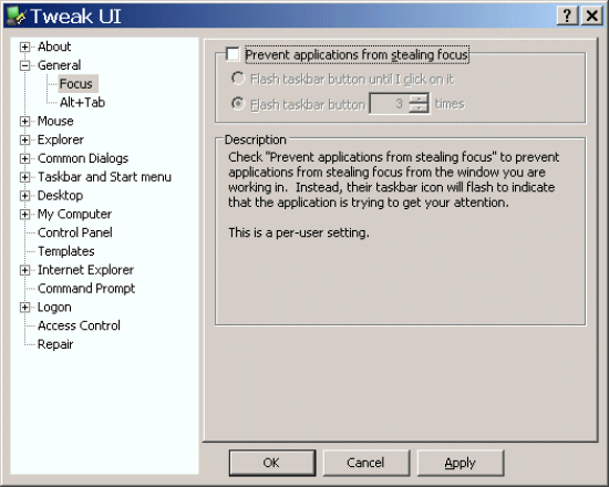 Microsoft Tweak UI utility