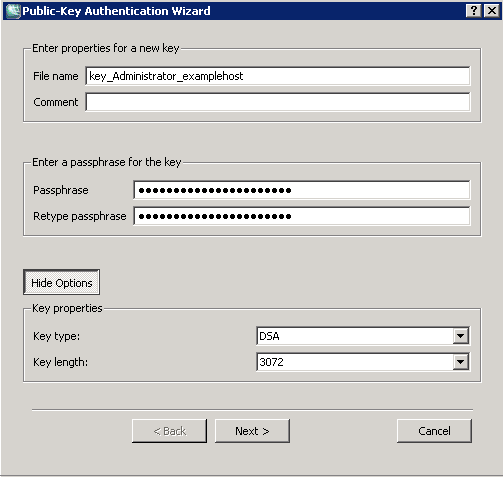 The Public-Key Authentication Wizard