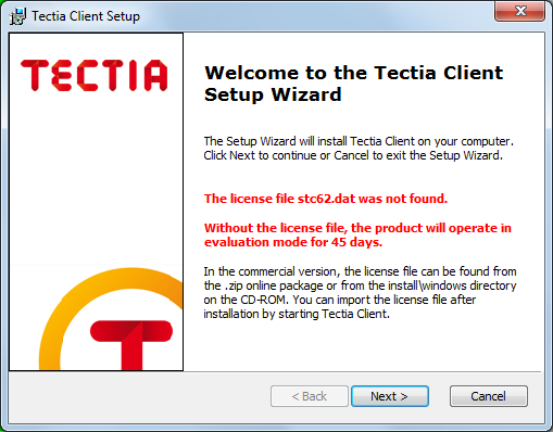 Warning about a missing license file