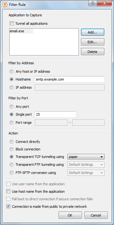 Adding filter rules for email services
