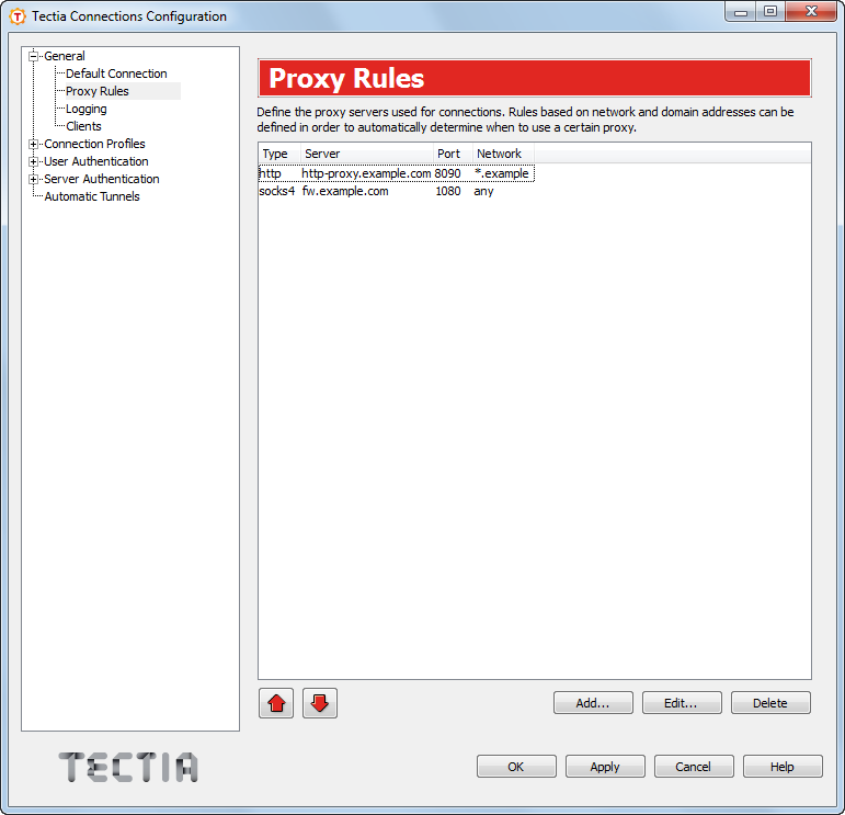 Defining proxy rules