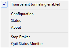 The shortcut menu of the Status window