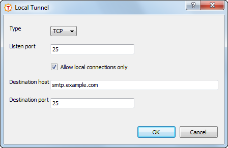 Defining a local tunnel