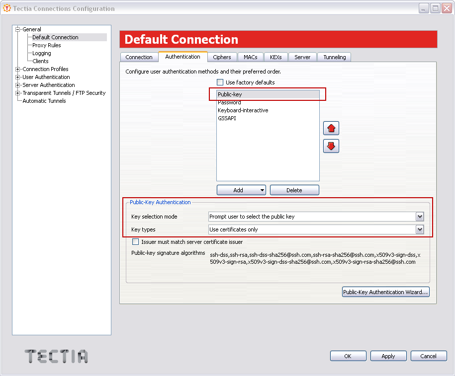 Enabling public-key authentication