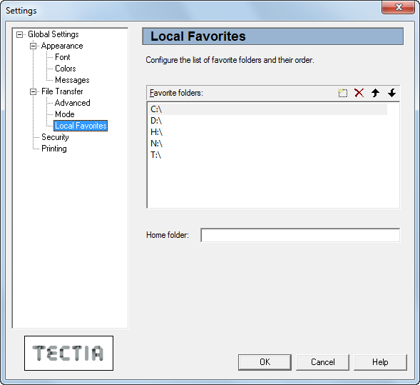 Creating a list of most commonly used directories