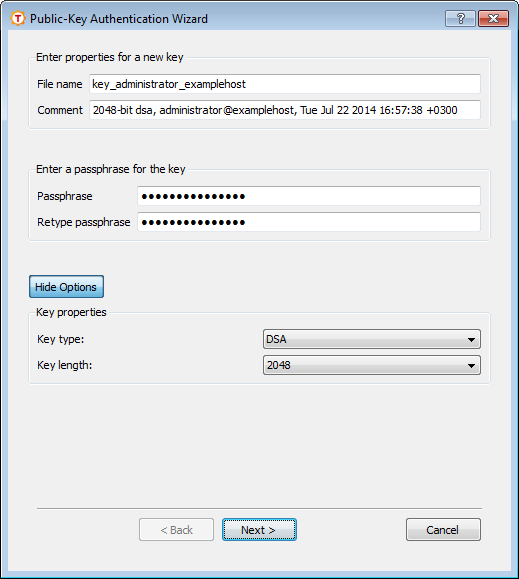 The Public-Key Authentication Wizard